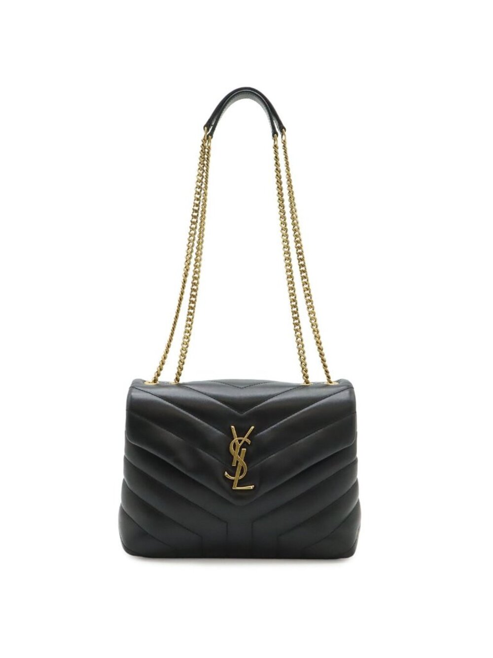Saint Laurent Paris YSL Lou Chain Shoulder Bag Quilted Leather Black